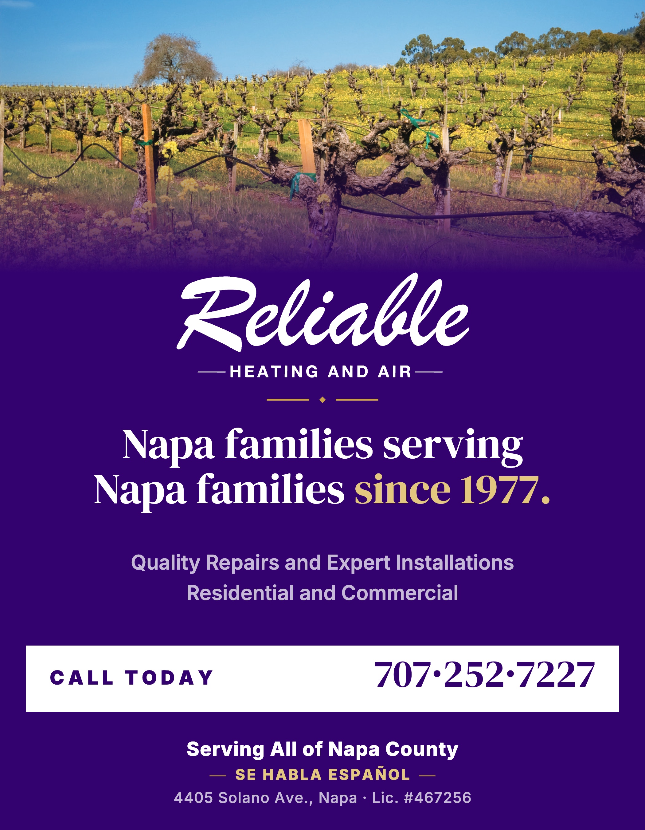 Reliable Heating and Air &mdash; Napa families serving Napa families since 1977